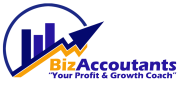 Biz Accountants Logo in Iconic Blues and Golden Yellow